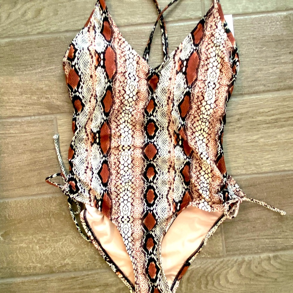 Kona Sol Snakeskin Swim Suit Small NWT